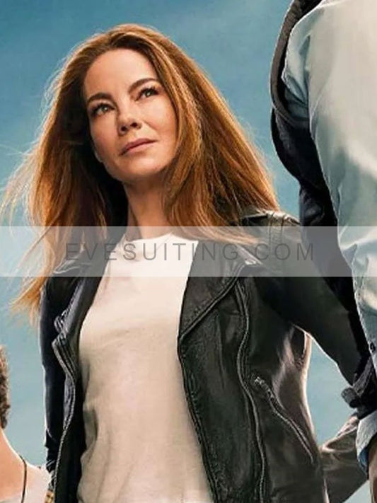 Michelle Monaghan The Family Plan 2023 Leather Jacket