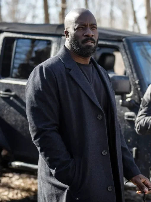 Mike Colter Alarum 2025 Black Trench Coat