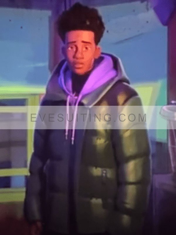 Miles Morales Spider-Man Across The Spider-Verse 2023 Shameik Moore Puffer Hooded Jacket