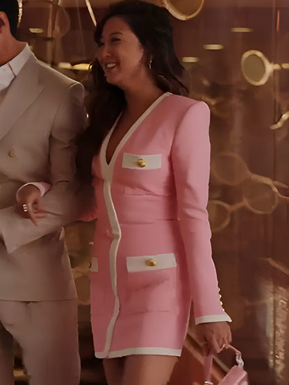 Mindy Chen Emily In Paris S04 Ashley Park Pink Dress Coat