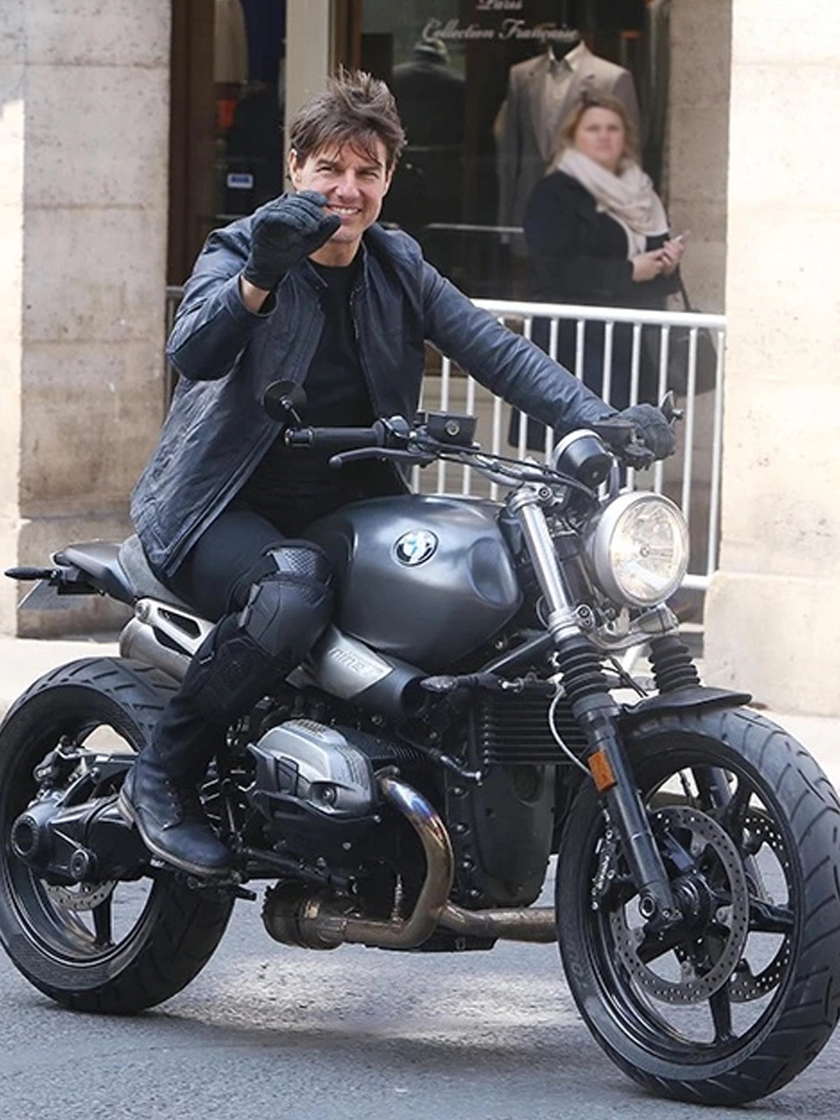 Mission Impossible Fallout Tom Cruise Blue Leather Jacket