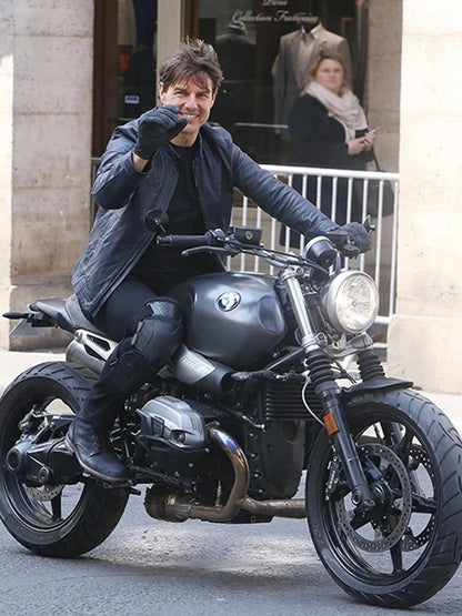 Mission Impossible Fallout Tom Cruise Blue Leather Jacket