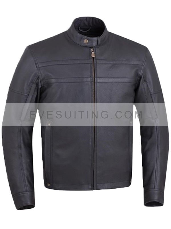 Motorcycle Black Leather Jacket For Men's