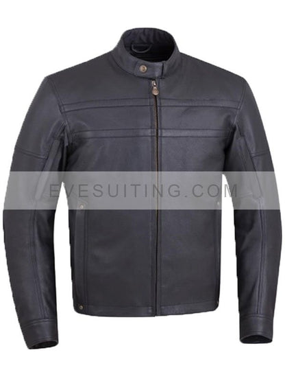 Motorcycle Black Leather Jacket For Men's