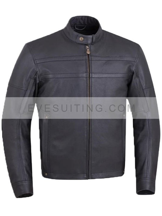 Motorcycle Black Leather Jacket For Men's