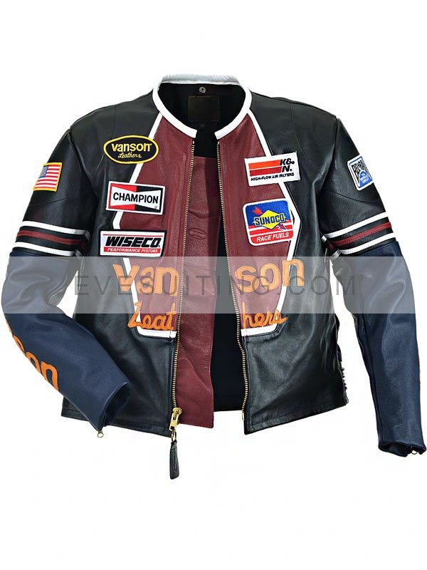 Motorcycle Racing Vanson Star Leather Jacket