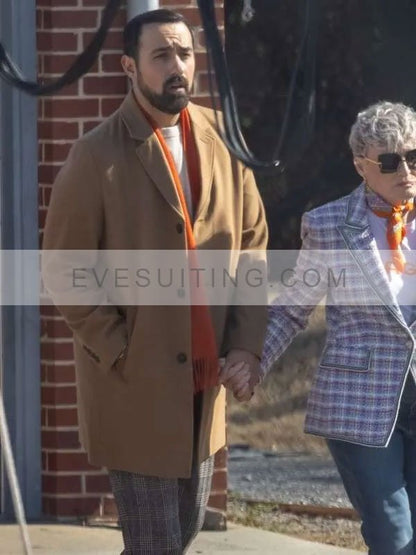 Movie Back in Action 2024 Jamie Demetriou Light Brown Wool Coat