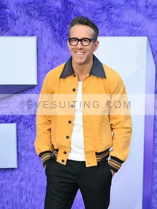 Movie IF 2024 Ryan Reynolds Premiere Cal Yellow Bomber Jacket