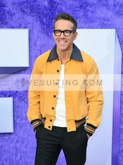 Movie IF 2024 Ryan Reynolds Premiere Cal Yellow Bomber Jacket