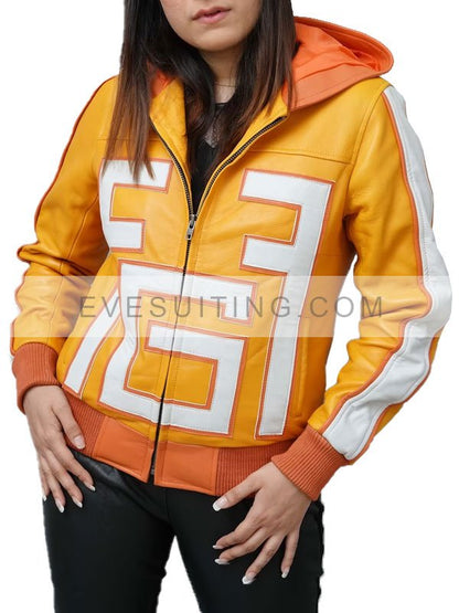 My Hero Academia Handmade Yellow Hooded Fatgum Leather Jacket