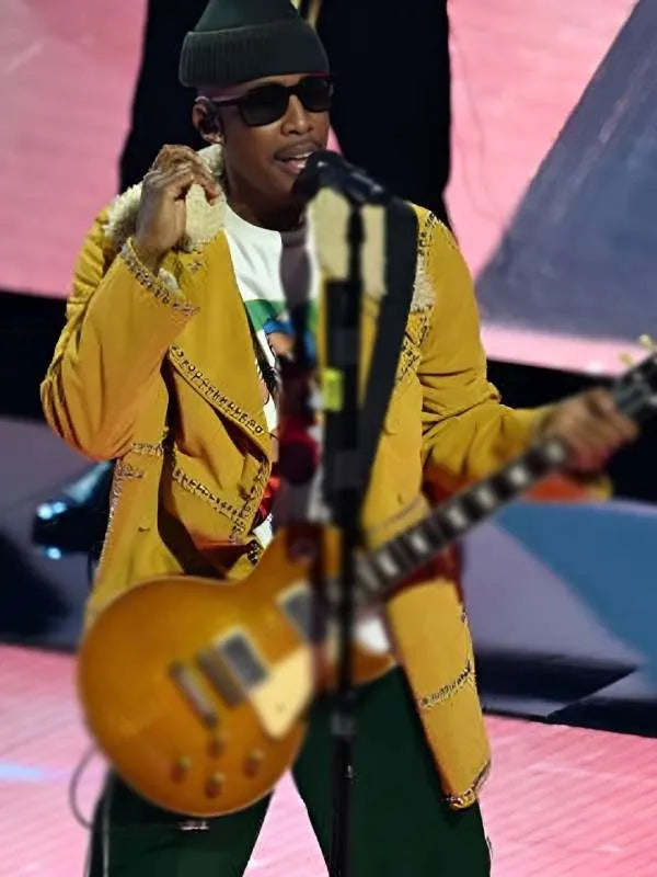 NBA All-Star Game 2025 Raphael Saadiq Yellow Leather Jacket