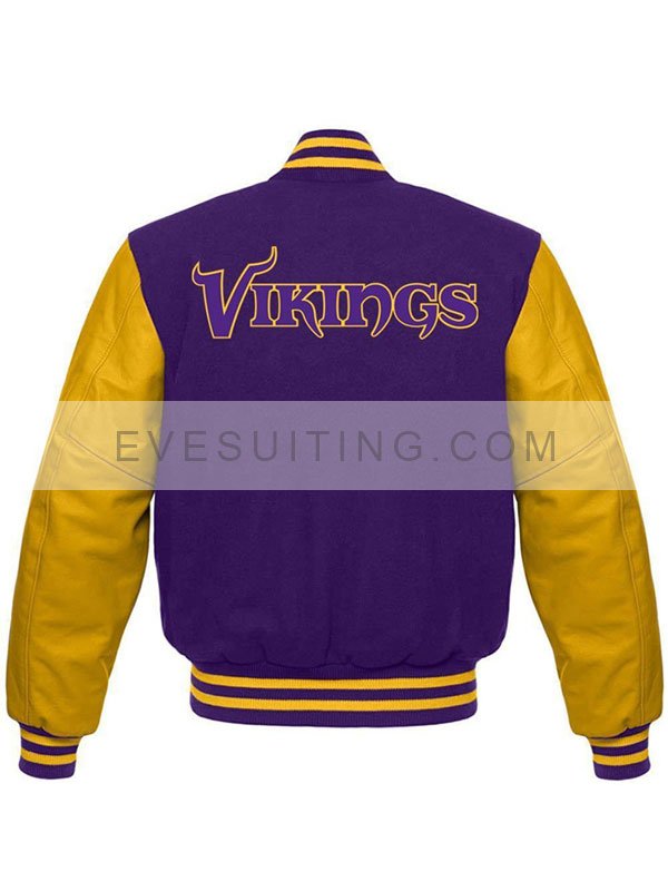 NFL Minnesota Vikings Purple And Yellow Letterman Varsity  Jacket