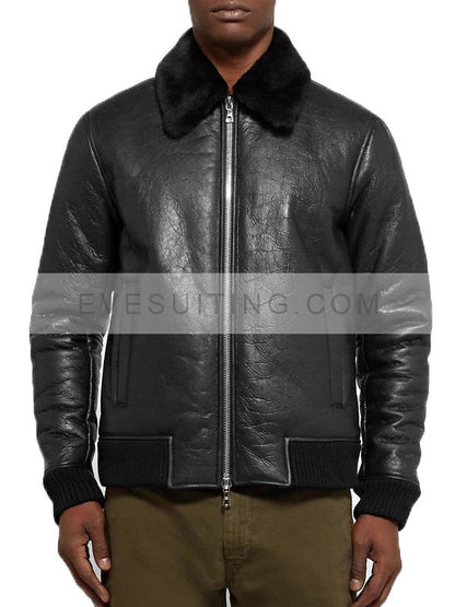 NN07 Rowan Trimmed Black Leather Jacket