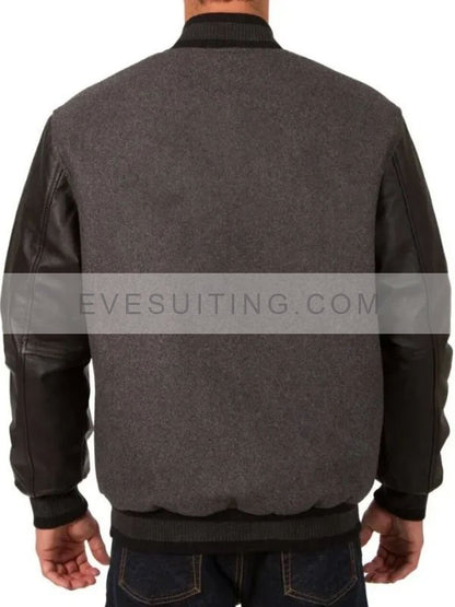 NY Knicks Charcoal and Black Varsity Jacket