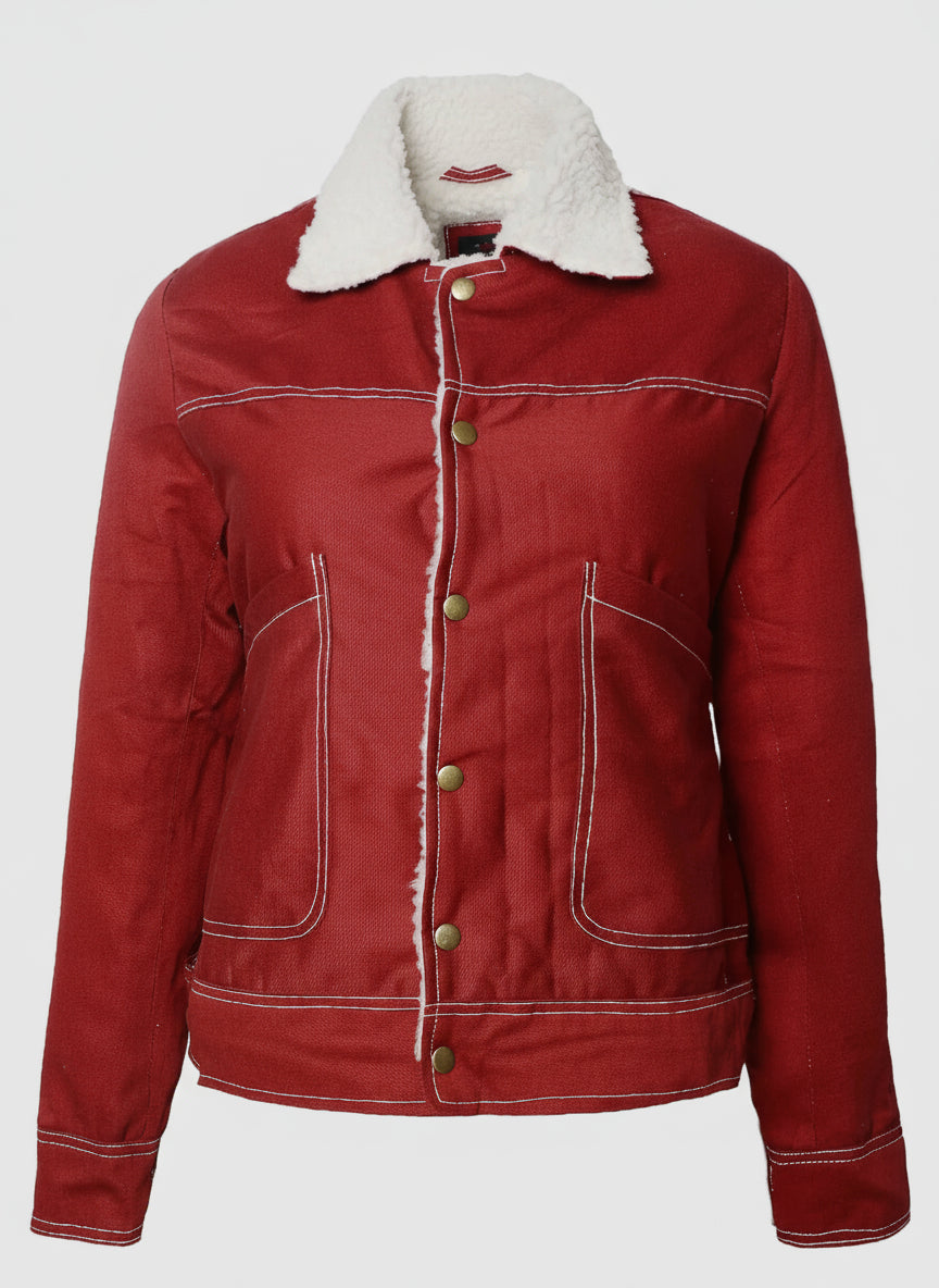 Nancy Wheeler Stranger Things Red Shearling Jacket