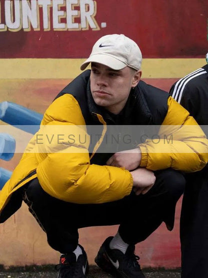 Naoise Movie Kneecap 2024 Móglaí Bap Black And Yellow Puffer Jacket