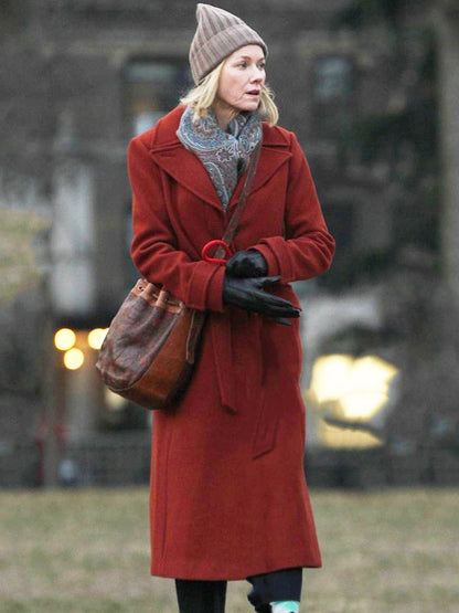 Naomi Watts Movie The Friend 2024 Iris Red Wool Trench Coat