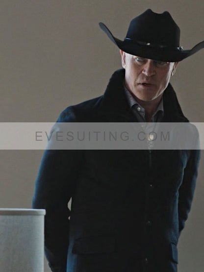 Neal McDonough Wool Black Coat
