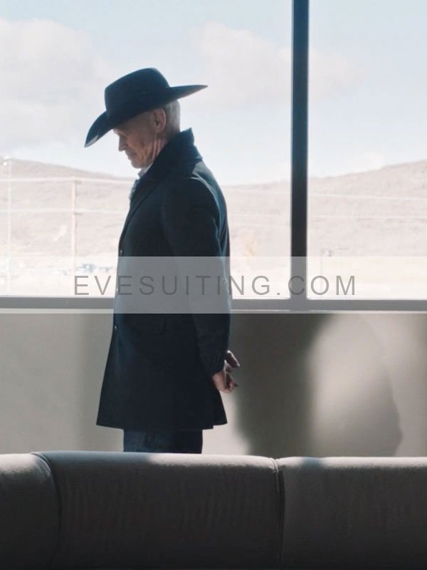 Neal McDonough Yellowstone S02 Malcolm Beck Black Wool Coat