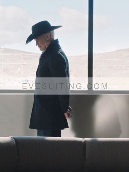 Neal McDonough Yellowstone S02 Malcolm Beck Black Wool Coat
