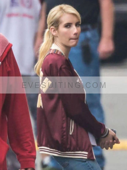 Nerve Emma Roberts Red Bomber Satin Jacket