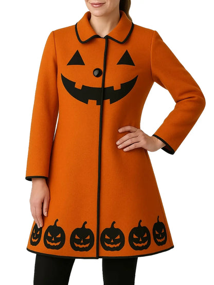 Nia Vardalos Halloween Pumpkin Coat