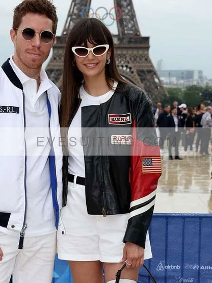 Nina Dobrev Olympics 2024 Leather Jacket
