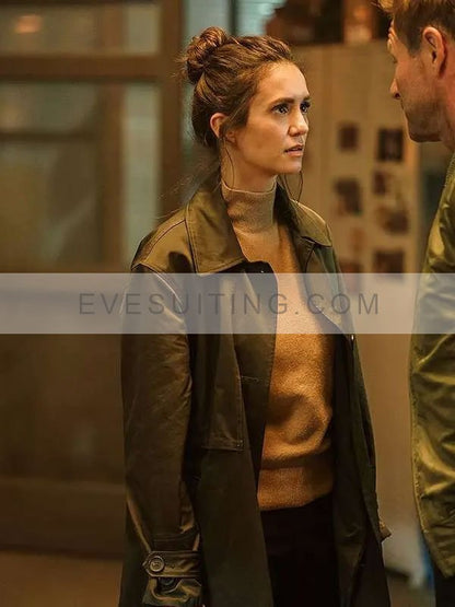 Nina Dobrev The Bricklayer 2024 Black Long Coat