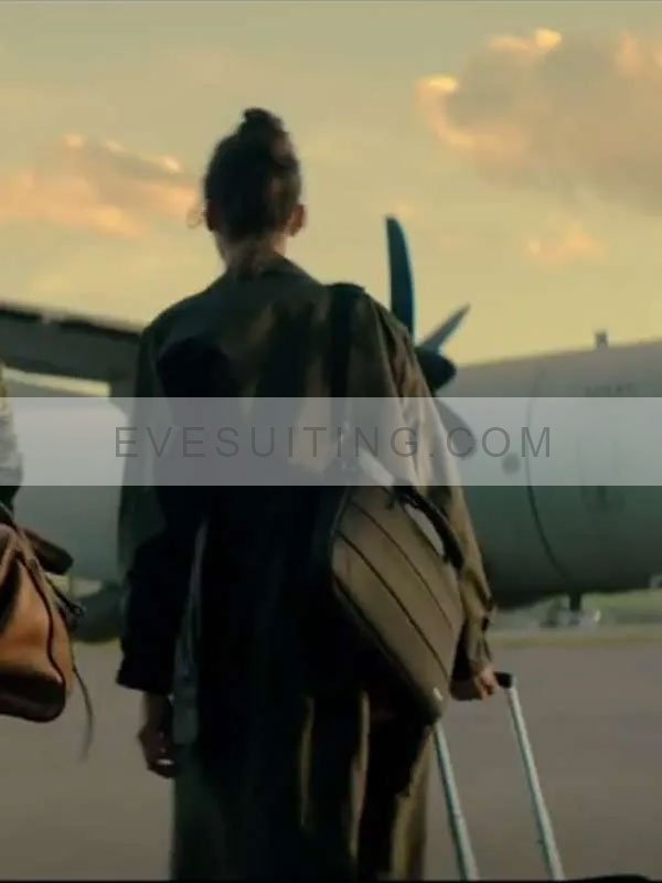 Nina Dobrev The Bricklayer 2024 Black Trench Coat