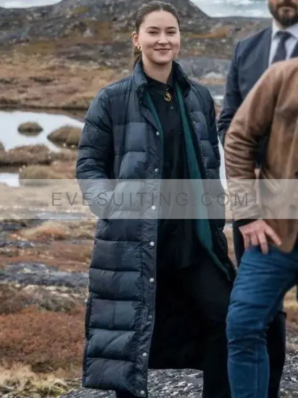 Nivi Pedersen Borgen Power & Glory 2022 Emmy Rasmussen Black Puffer Coat