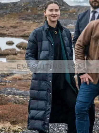 Nivi Pedersen Borgen Power & Glory 2022 Emmy Rasmussen Black Puffer Coat