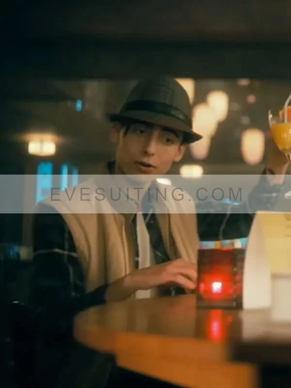 Number Five Tv Series The Umbrella Academy S03 Aidan Gallagher Cotton Beige Vest