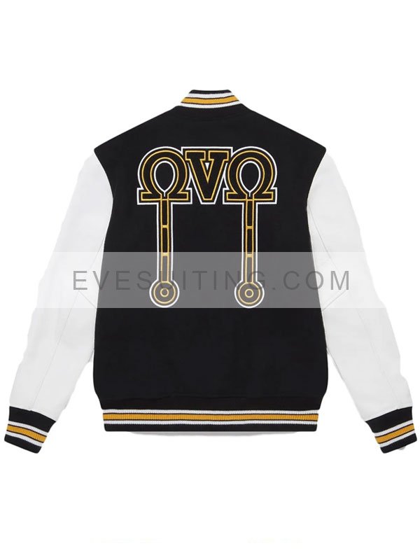 OCTOBERS VERY OWN OVO Omega Black And White Varsity Bomber Jacket