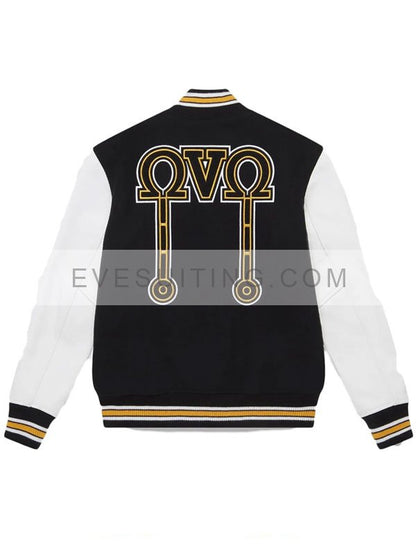 OCTOBERS VERY OWN OVO Omega Black And White Varsity Bomber Jacket