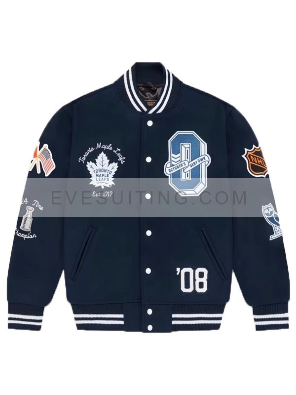 OVO Toronto Maple Leafs Blue Varsity Jacket
