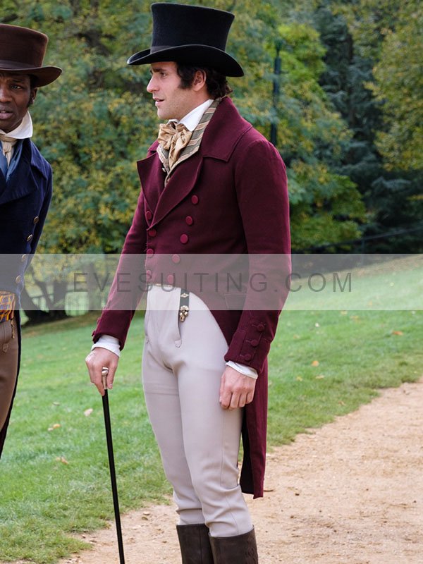 Oliver Jackson Cohen Mr. Malcolm’s List 2022 Lord Cassidy Burgundy Velvet Tailcoat