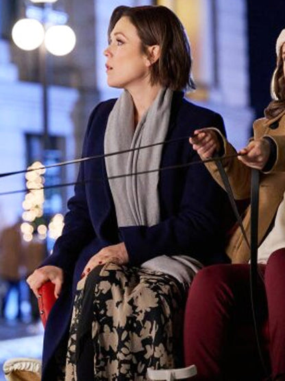Olivia Movie Santa Tell Me 2024 Erin Krakow Blue Trench Wool Coat