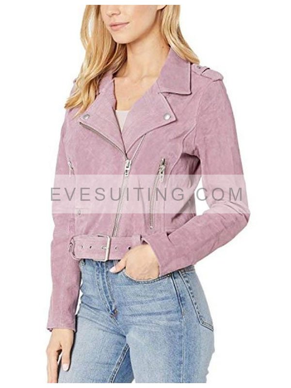 Olivia Rodrigo Tv Series Suede Leather Pink Biker Jacket 