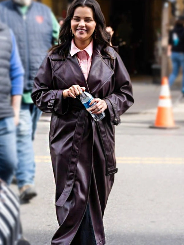 Only Murders In The Building S03 Selena Gomez Burgundy Coat