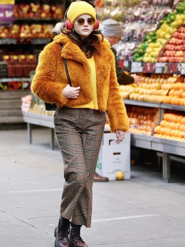 Only Murders in the Building Selena Gomez Orange Fur Jacket