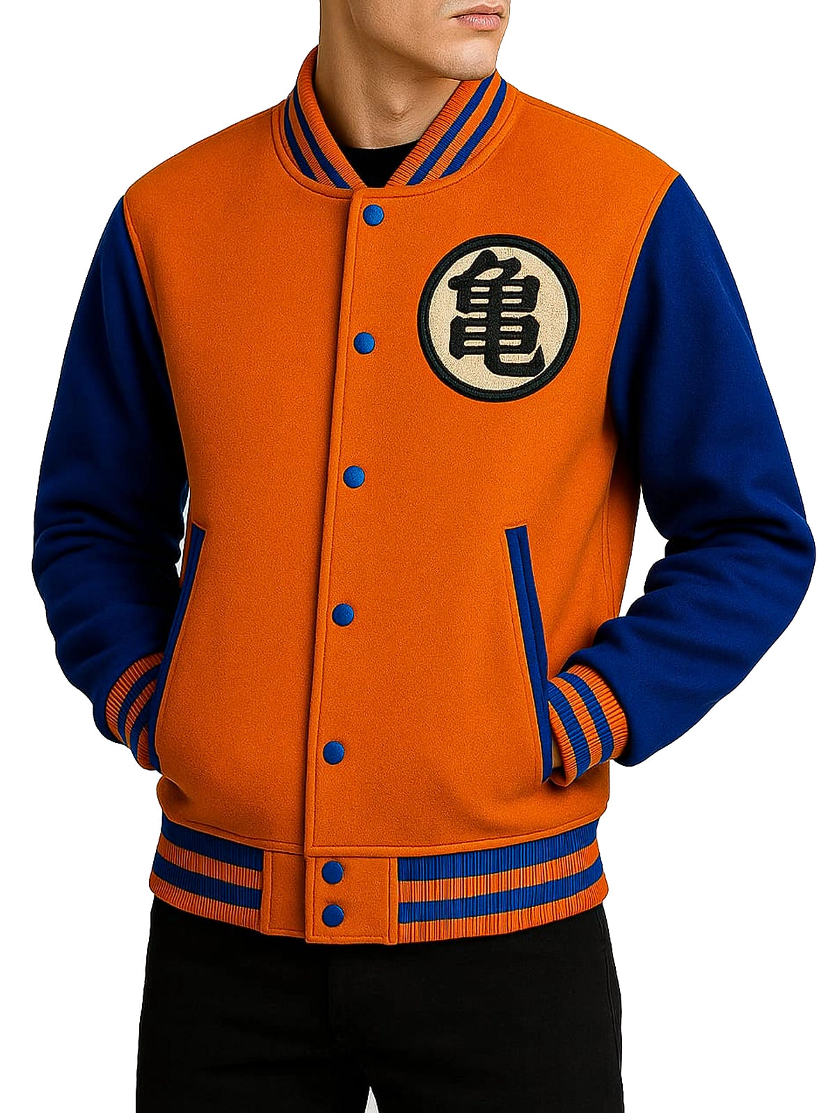 Orange And Blue Dragon Ball Z Goku Varsity Bomber Jacket