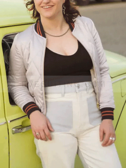 Orange Sun Retro Fall Quilted Bomber Jacket