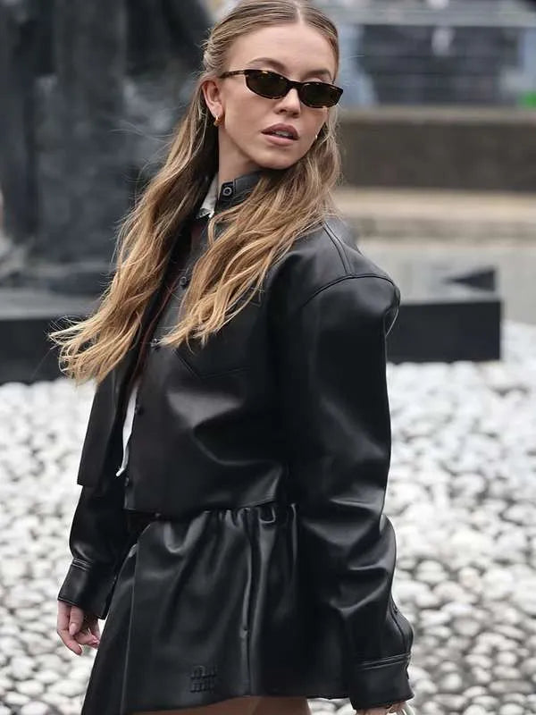 Paris Fashion Week 2025 Sydney Sweeney Leather Jacket