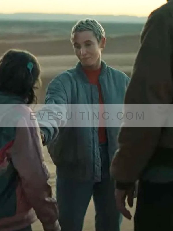 Paula TV Series The Signal 2024 Peri Baumeister Grey Bomber Jacket