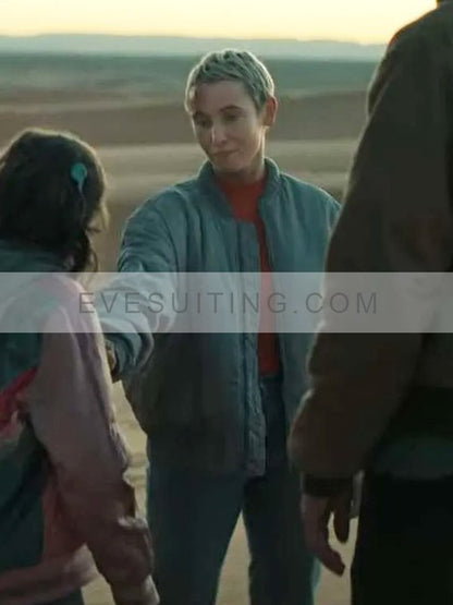 Paula TV Series The Signal 2024 Peri Baumeister Grey Bomber Jacket