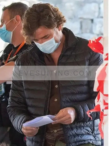 Pedro Pascal Unbearable Weight of Massive Talent Javi Gutierrez Puffer Black Jacket