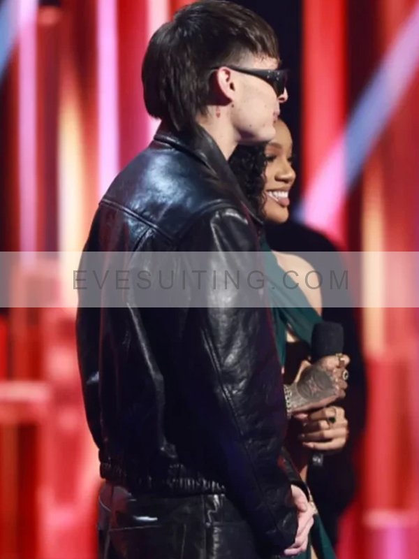 Peso Pluma 2024 IHeartRadio Music Awards Black Leather Jacket