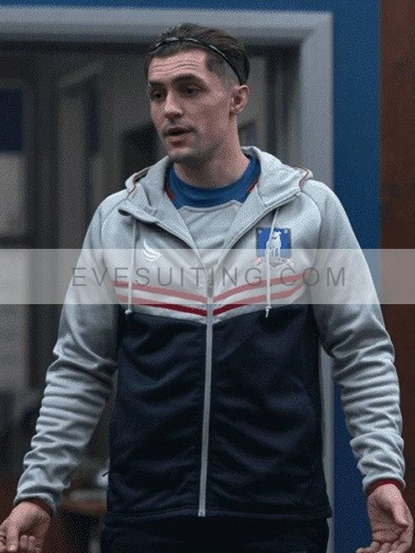 Phil Dunster Ted lasso Jamie Tartt Track Hooded Blue & Grey Jacket
