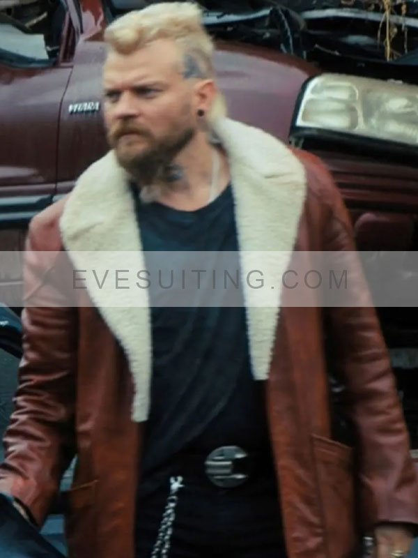 Pilou Asbæk Samaritan 2022 Cyrus Shearling Brown Leather Jacket