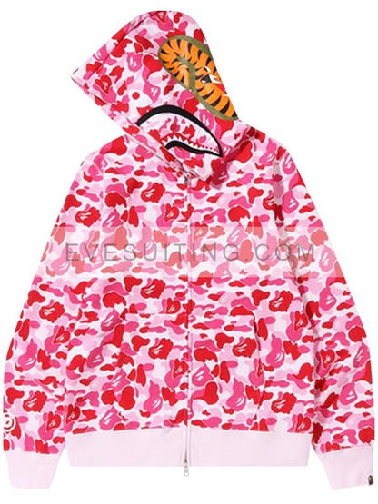 Pink Bape Camo Shark Hoodie